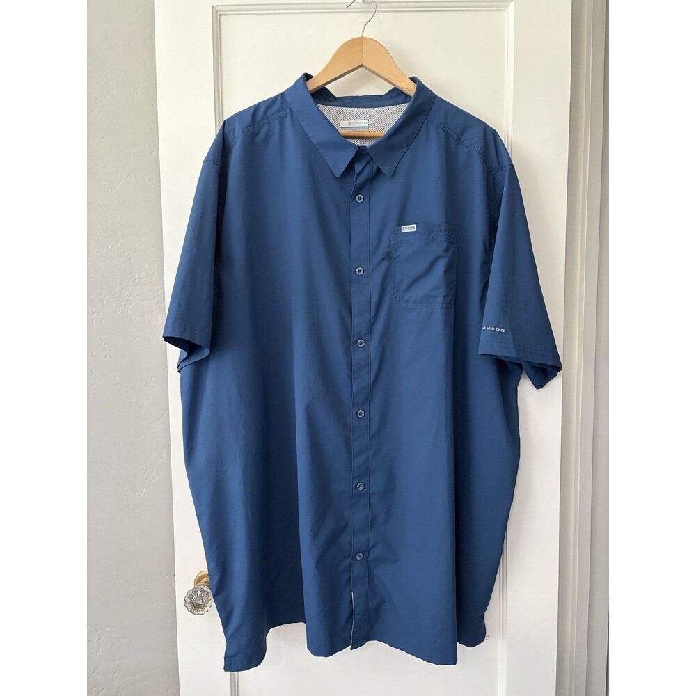 Columbia PFG Slack Tide Camp Shirt 4XLT Big Tall Blue Omni Shade Fishing Vented